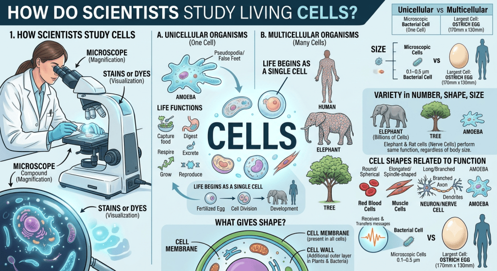 Organisms Show Variety in Cell Number, Shape and Size